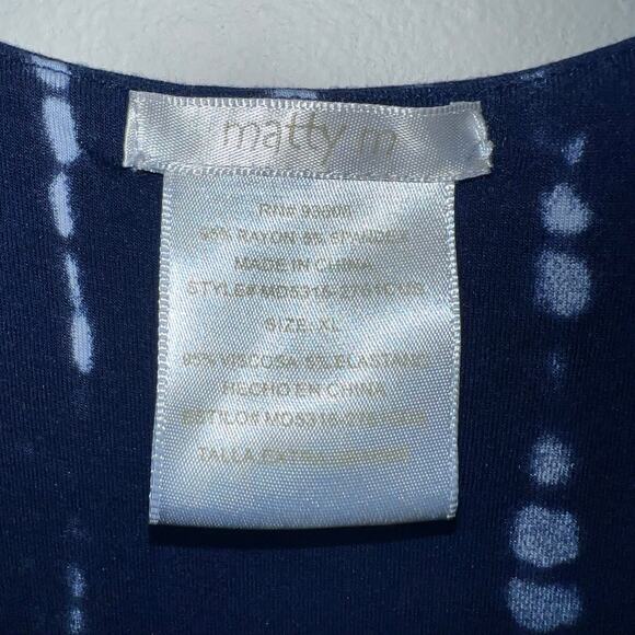 Matty M Tie Dye Maxi Dress Women Size XL Navy Blue Sleeveless Stretch Relaxed - Picture 5 of 6
